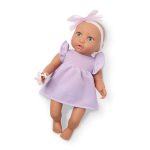 LullaBaby: Lalka NIEMOWLĘ ze smoczkiem, w sukience i opasce - obrazek 3