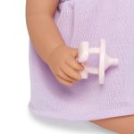 LullaBaby: Lalka NIEMOWLĘ ze smoczkiem, w sukience i opasce - obrazek 6