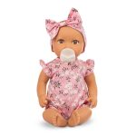 LullaBaby: Lalka NIEMOWLĘ ze smoczkiem, w ubranku w kwiatuszki i opasce - obrazek 8