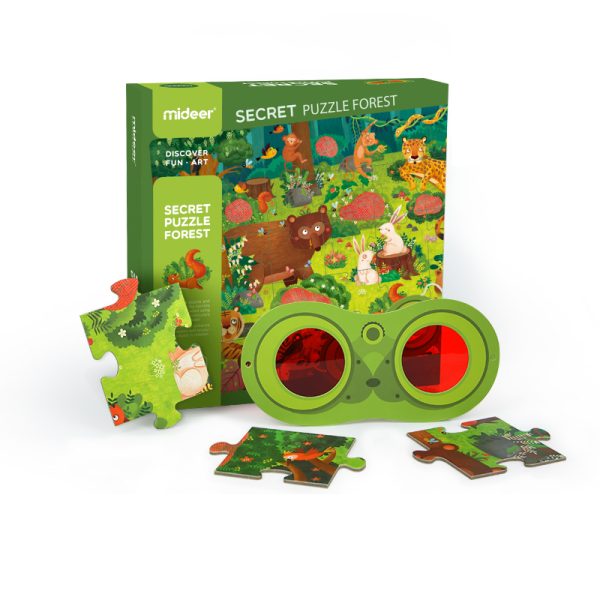 mideer: sekretne puzzle z okularami 3D Las (35 elementów)