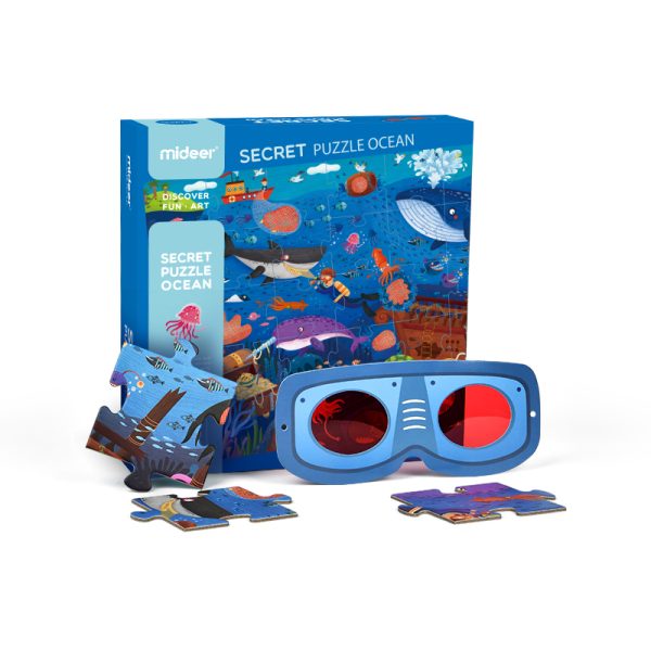 mideer: sekretne puzzle z okularami 3D Ocean (35 elementów)