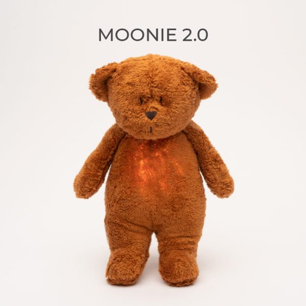 MOONIE 2.0 szumiący miś Organic z lampką CARAMEL