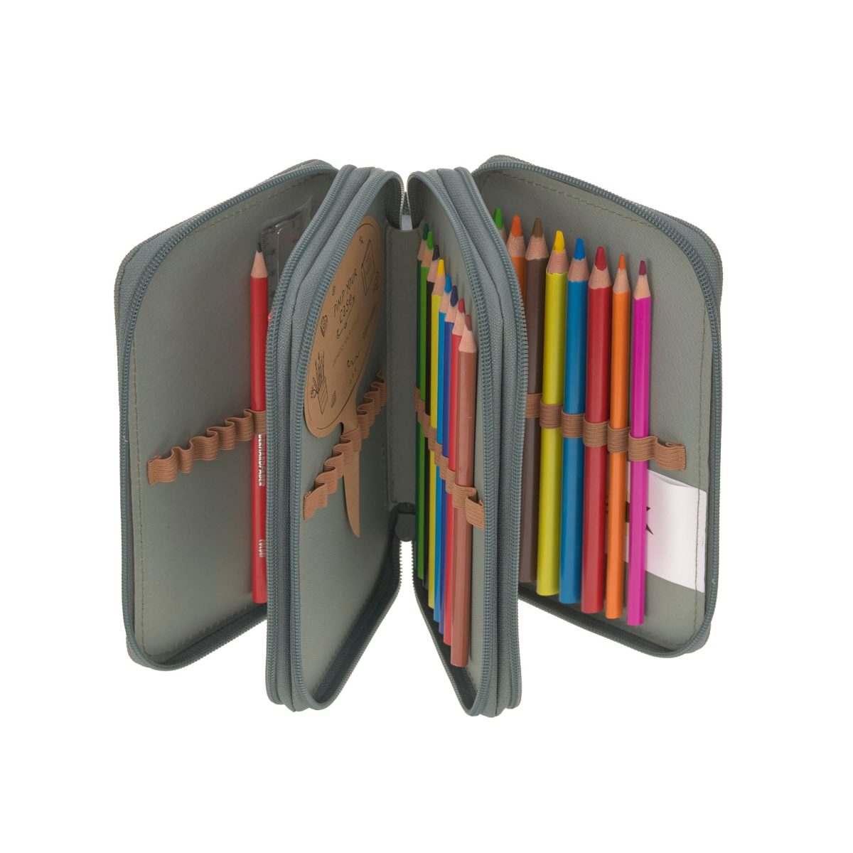 Lassig: Piórnik szkolny potrójny z wyposażeniem Unique Olive - obrazek 2