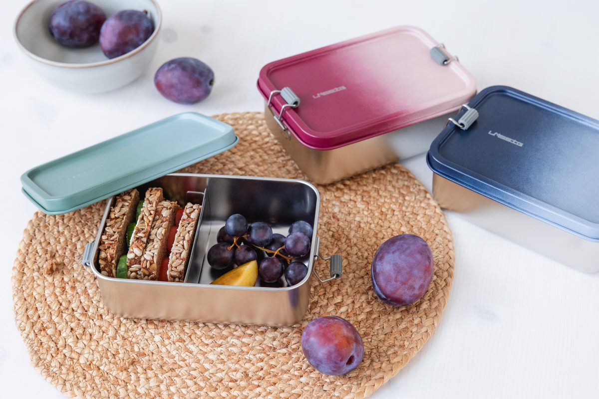 Lassig: Lunchbox ze stali nierdzewnej Unique, berry rose - obrazek 2