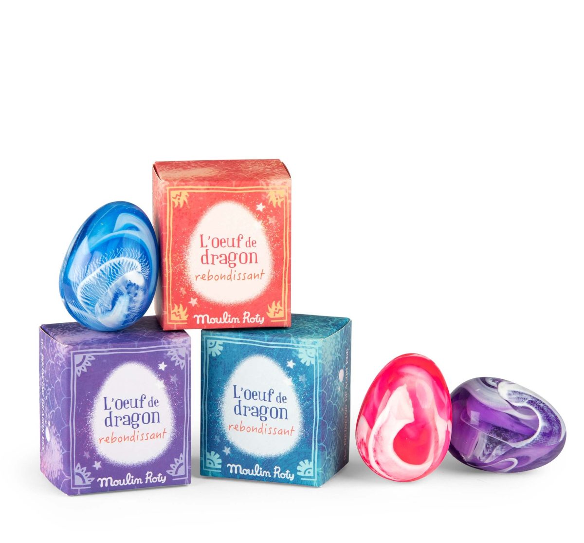 Moulin Roty: skaczące smocze jajo - piłeczka RÓŻOWA 3+ - obrazek 2