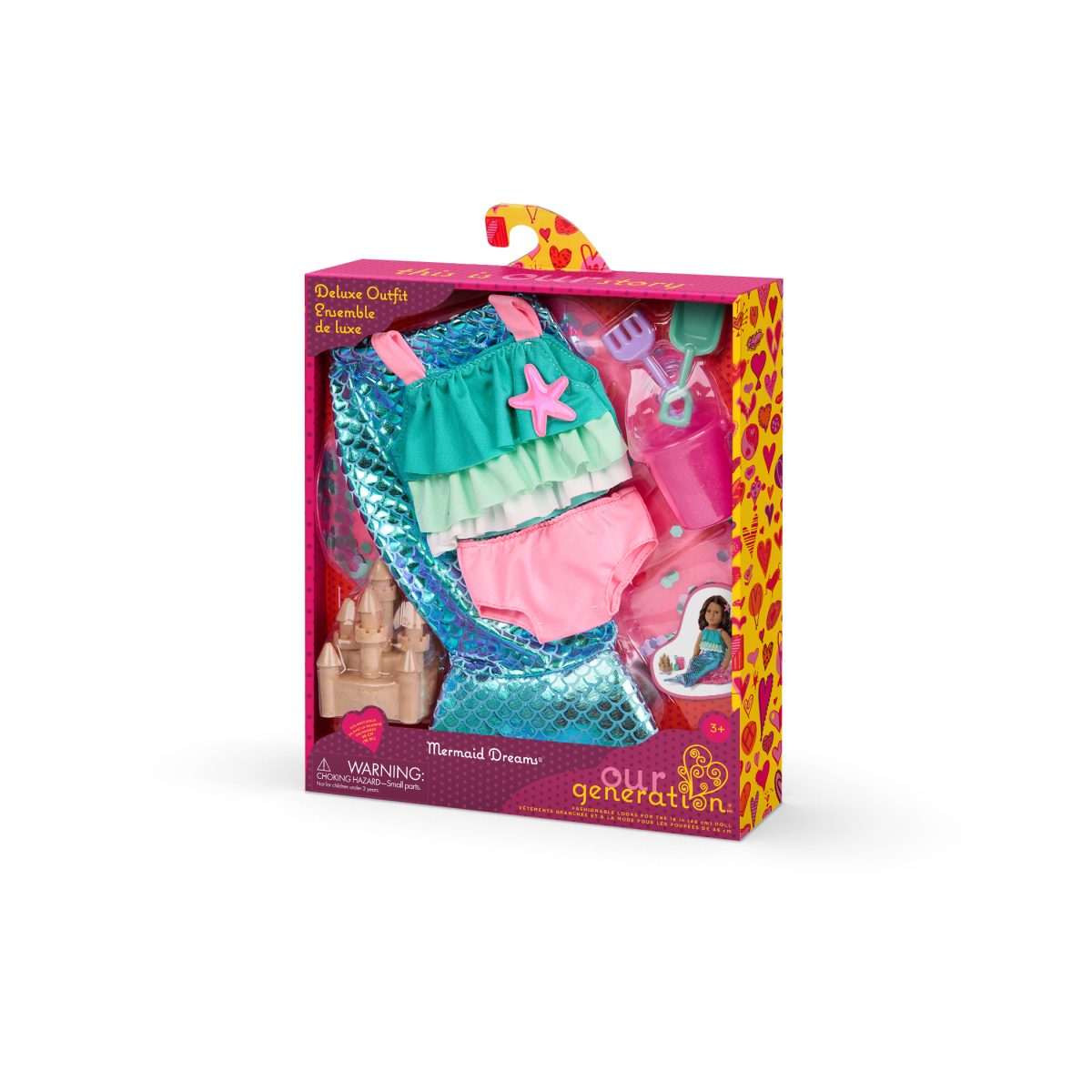 BD30557Z_PKG Our Generation: zestaw ubranek dla lalek – stylizacja z OGONEM SYRENKI Mermaid Dreams - obrazek 7