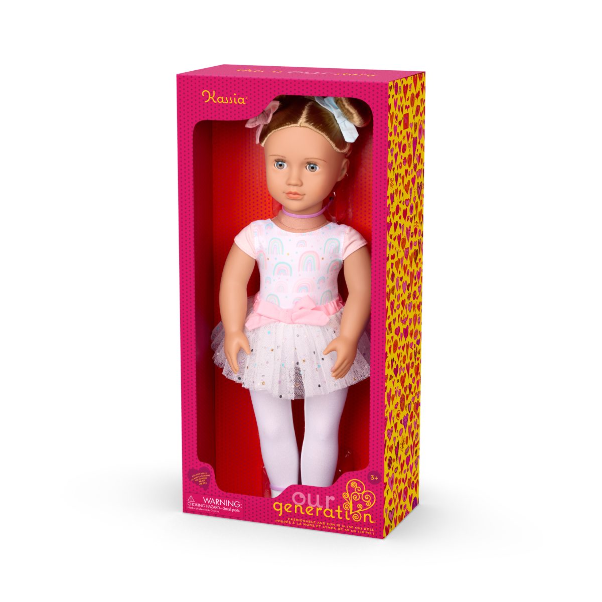 BD31723Z_PKG Our Generation: lalka KASSIA 46cm – BALETNICA z kokami i motywem TĘCZY - obrazek 2