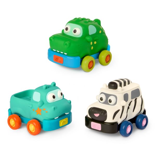 Battat: Safari Speedsters – zestaw 3 autek-ZWIERZĄTEK, z napędem