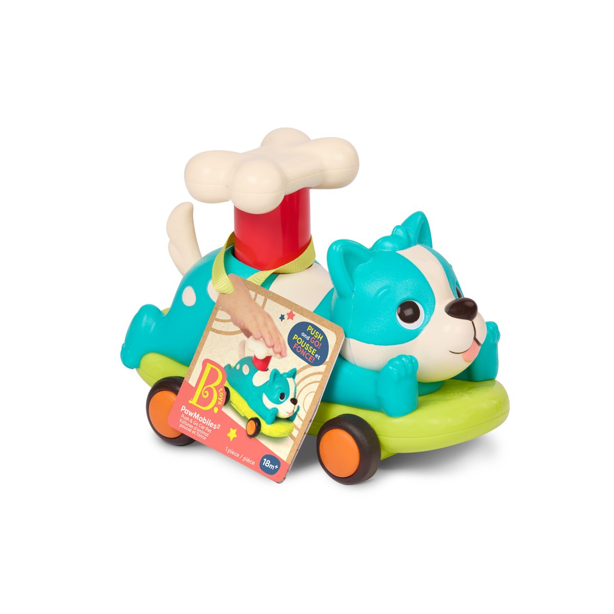 b.toys: PawMobiles – AUTKO ZWIERZAK, z NAPĘDEM (push&go) PIESEK TURKUSOWY - obrazek 1