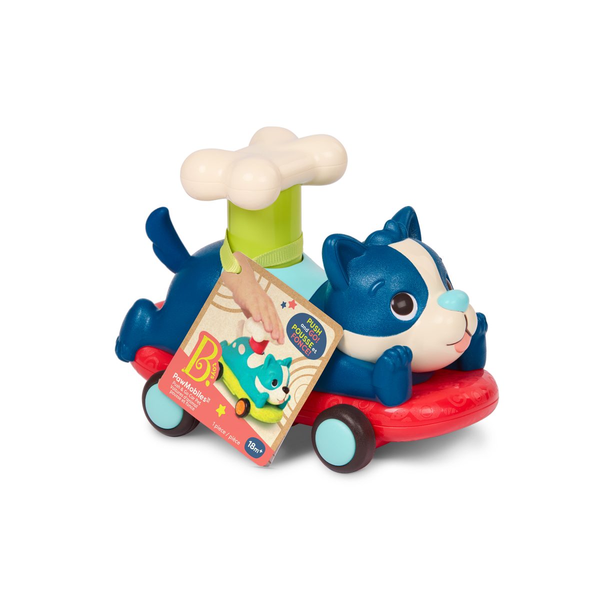 b.toys: PawMobiles – AUTKO ZWIERZAK, z NAPĘDEM (push&go) PIESEK GRANATOWY - obrazek 1