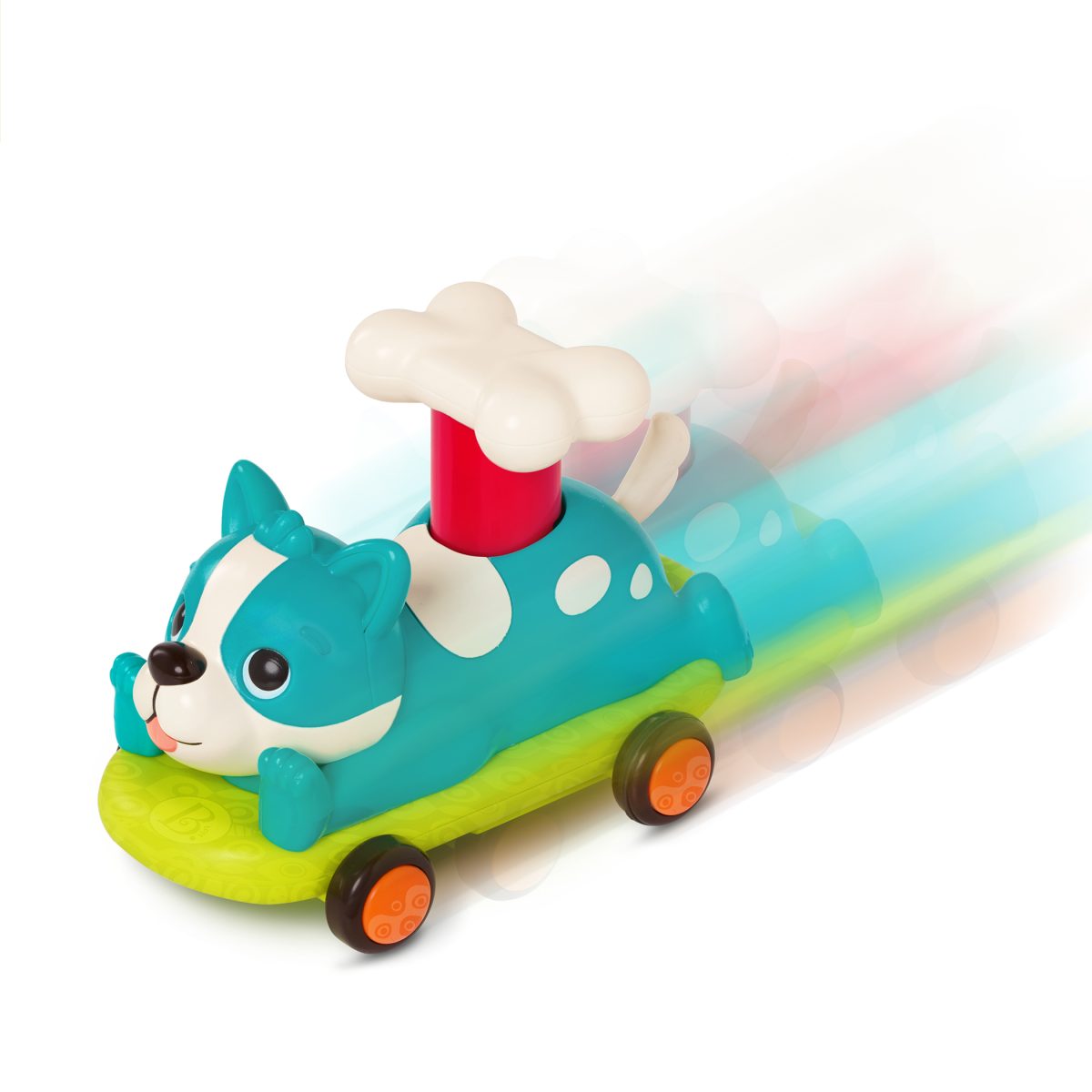 BX3316_DP_D_HS b.toys: PawMobiles – AUTKO ZWIERZAK, z NAPĘDEM (push&go) PIESEK TURKUSOWY - obrazek 3