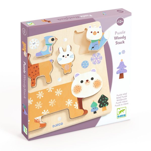 Djeco: Drewniane puzzle ZWIERZĄTKA ZIMĄ 12m+