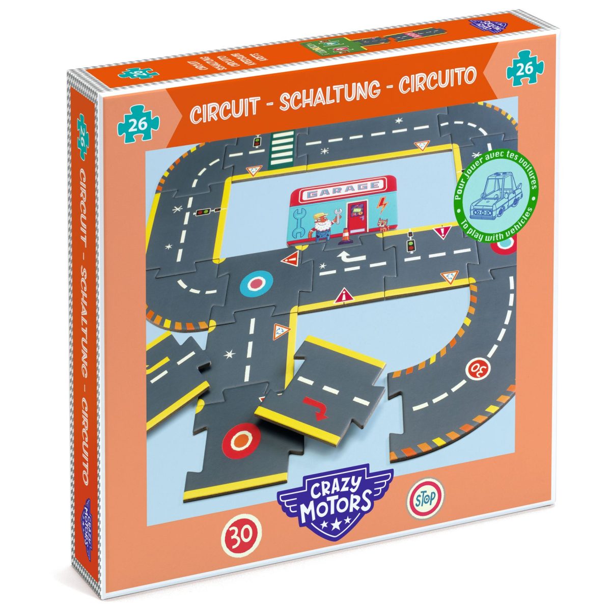 Djeco: Puzzle kartonowe ULICE CRAZY MOTORS - obrazek 1