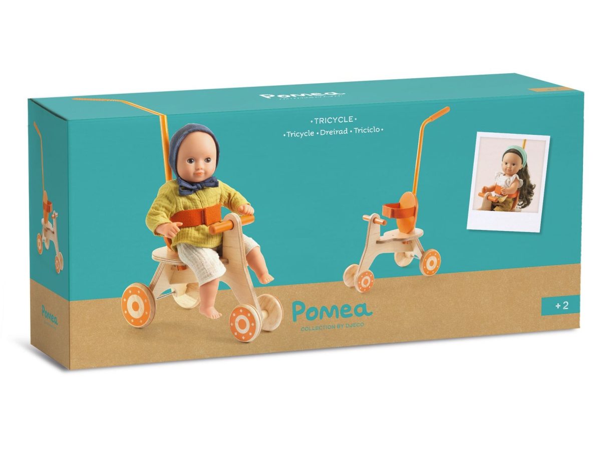 DJ07798-B3D-RVB Djeco: Rowerek 3-kołowy z rączką dla lalek POMEA - obrazek 2