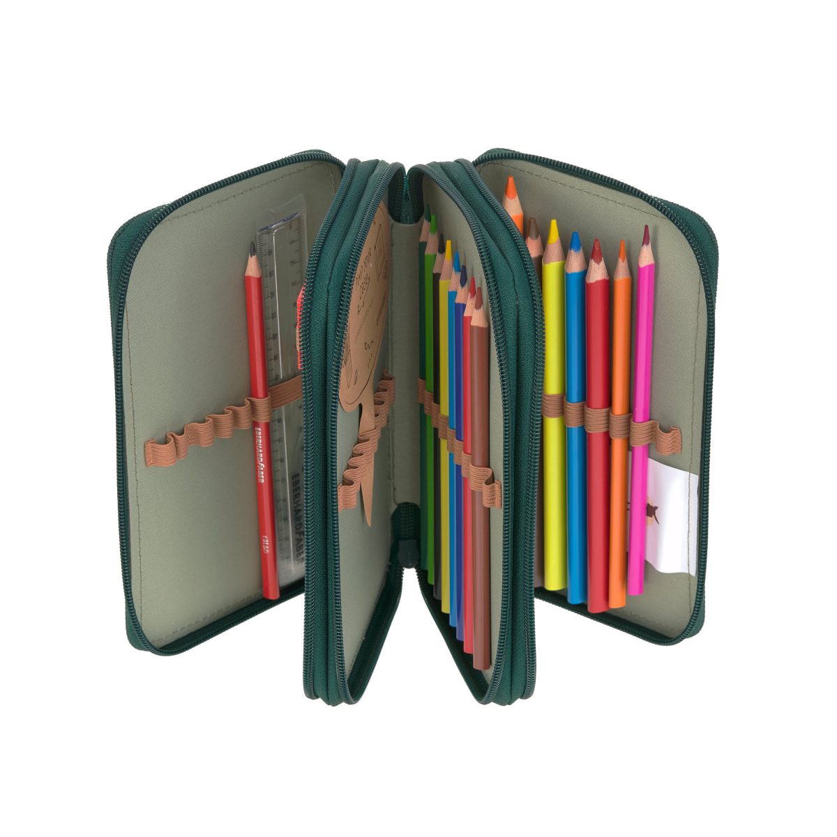 Lassig: Piórnik szkolny potrójny z wyposażeniem Unique dark green - obrazek 2