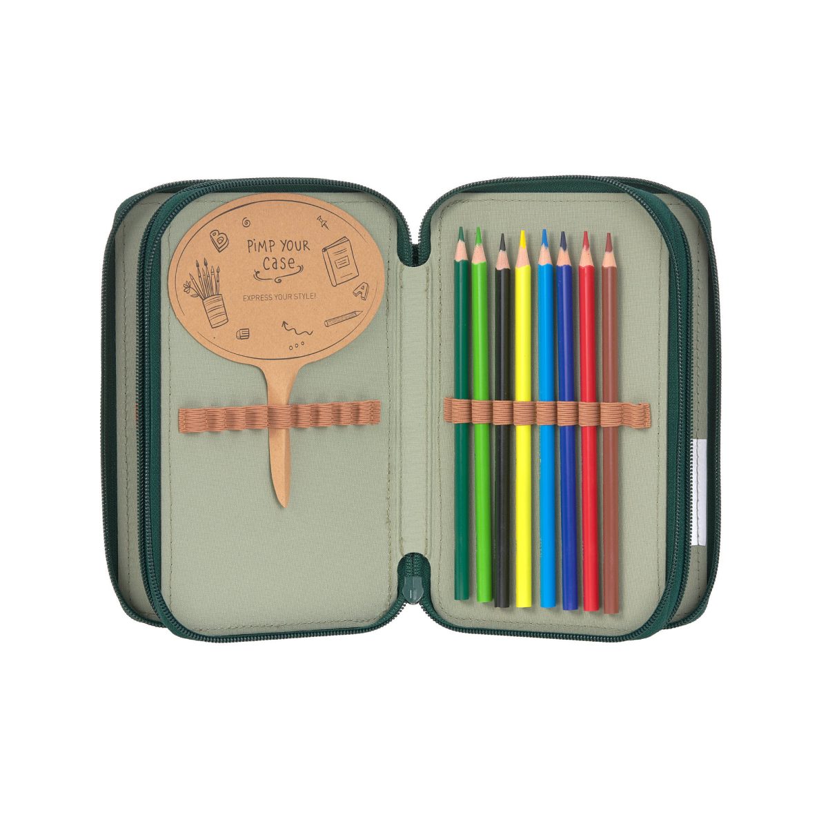 Lassig: Piórnik szkolny potrójny z wyposażeniem Unique dark green - obrazek 6