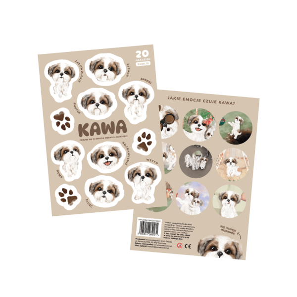 KAWA SHIH TZU - ZESTAW 20 NAKLEJEK "EMOCJE"