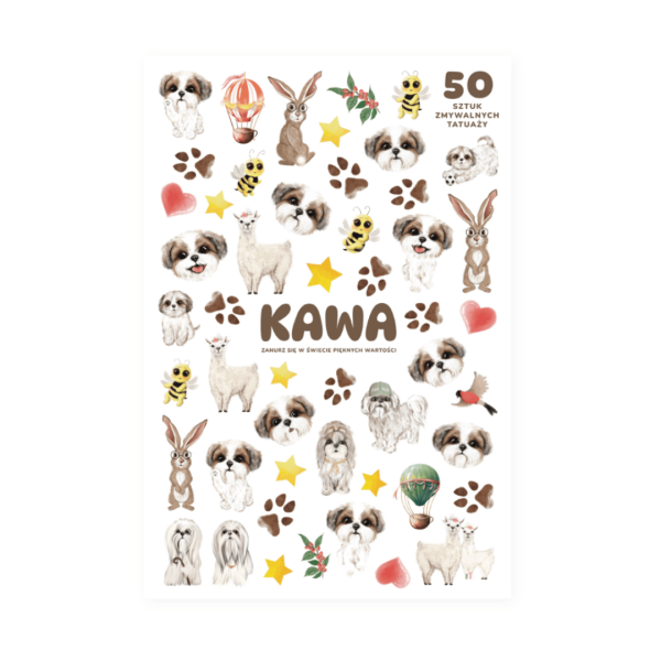 KAWA SHIH TZU - ZESTAW 50 ZMYWALNYCH TATUAŻY
