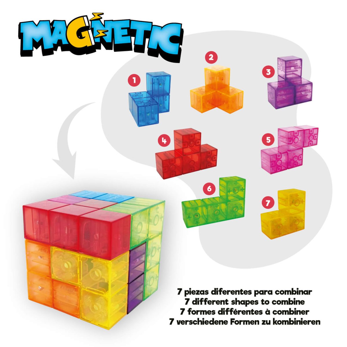 Magnetyczna kostka MAGNETIC CUBE_elementy Juegaconmigo: Magic Magnetic Cube magnetyczna kostka - obrazek 4