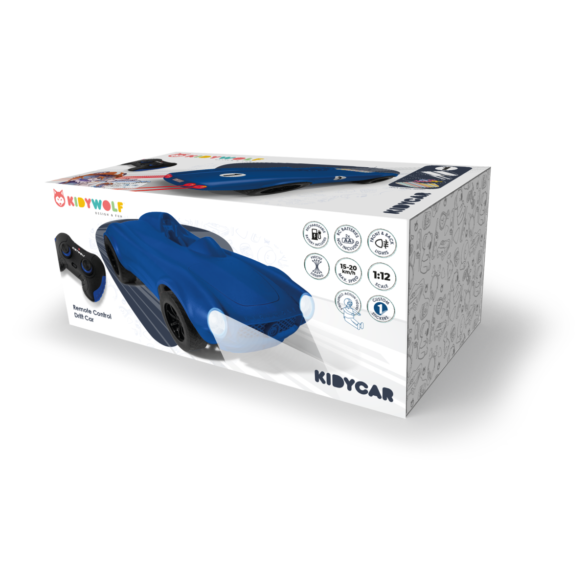 Kidywolf: Kidycar auto zdalnie sterowane niebieski - obrazek 3