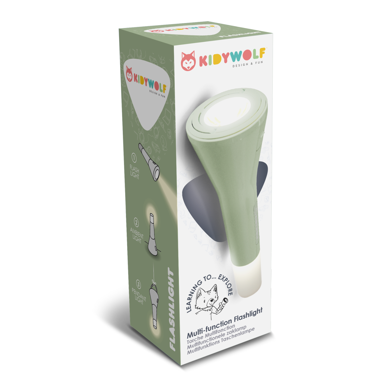 Kidywolf: Kidyflashlight latarka wielofunkcyjna dla dzieci zielona - obrazek 2