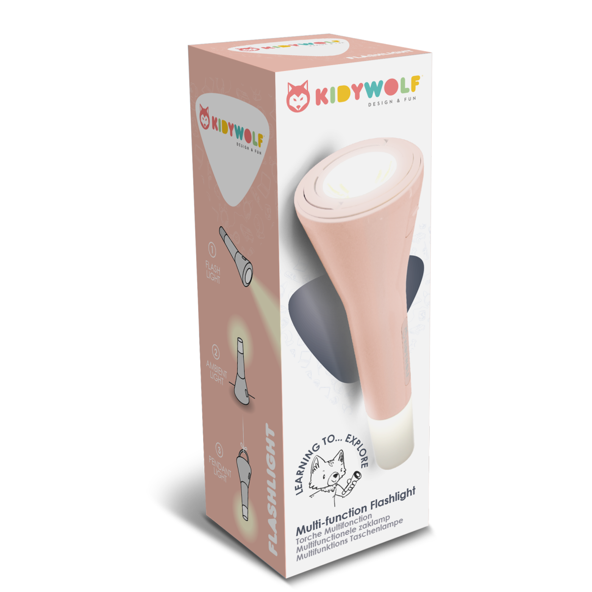 Kidywolf: Kidyflashlight latarka wielofunkcyjna dla dzieci różowa - obrazek 4