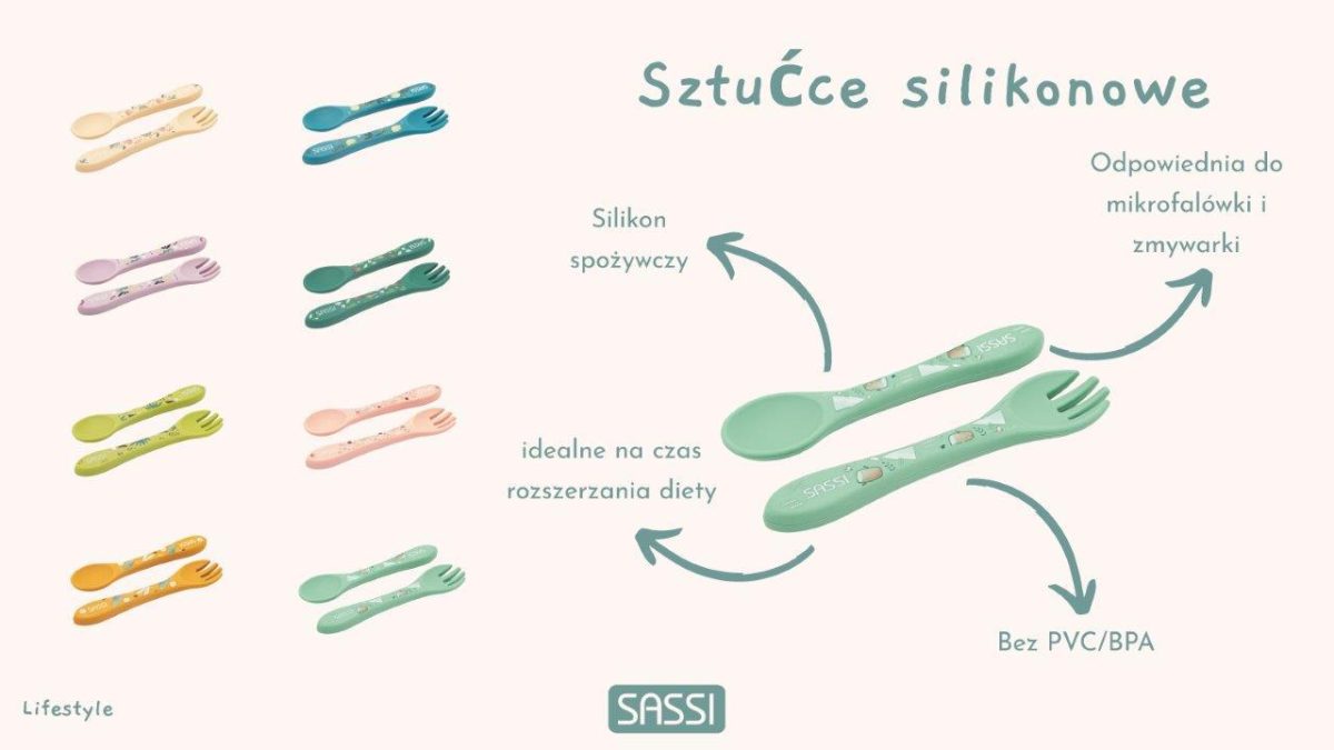 si0887si0887,6 SASSI: Sztućce silikonowe dla dzieci zestaw Ośmiornica - obrazek 3
