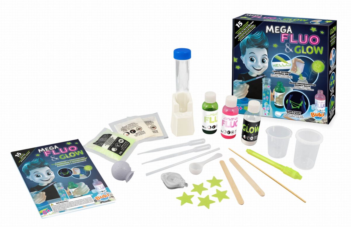 Buki: Zestaw 15 doświadczeń MEGA FLUO&GLOW 8+ - obrazek 4