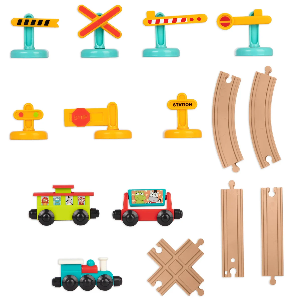 Battat: All Aboard – kolejka z torami i znakami 29 el. / B.toys - obrazek 6