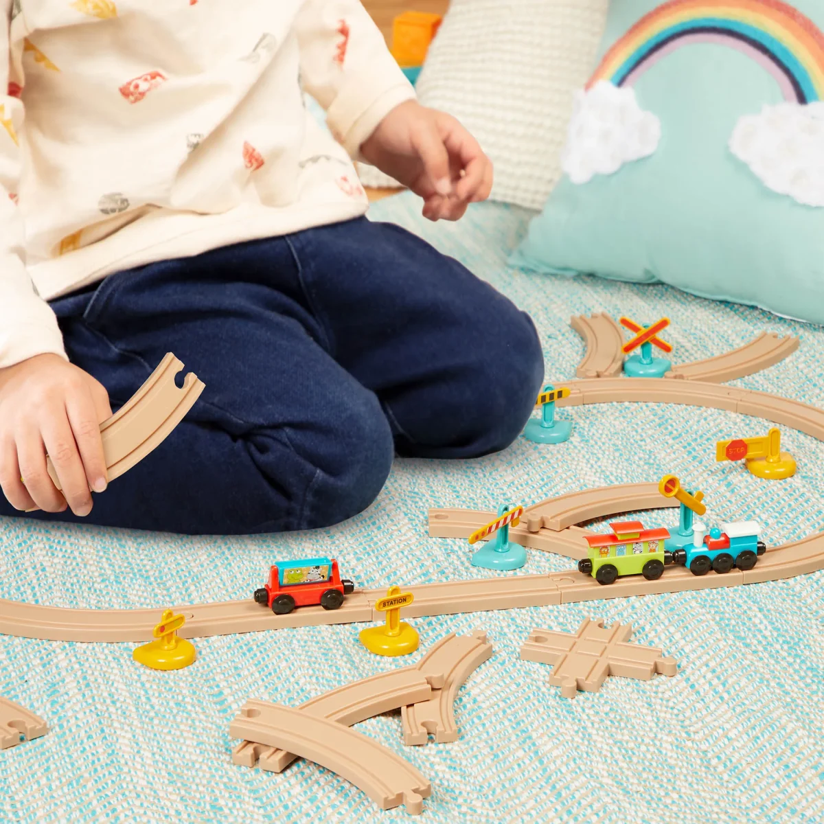 Battat: All Aboard – kolejka z torami i znakami 29 el. / B.toys - obrazek 4