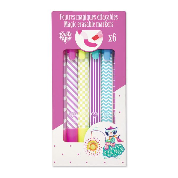 Djeco: lovely paper - Magiczne zmywalne markery 6 szt.