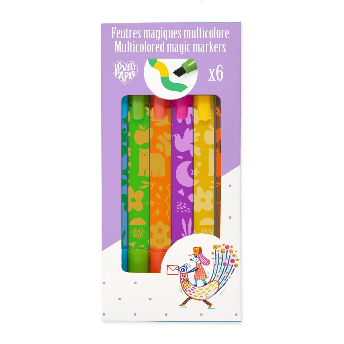 Djeco: lovely paper - Magiczne wielokolorowe markery 6 szt. - obrazek 1