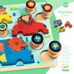 Djeco: Układanka drewniana 2w1 PUZZ & ROLL COLOR 18m+ - obrazek 3