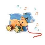 DJECO: Drewniana zabawka do ciągnięcia MISIE z melodią