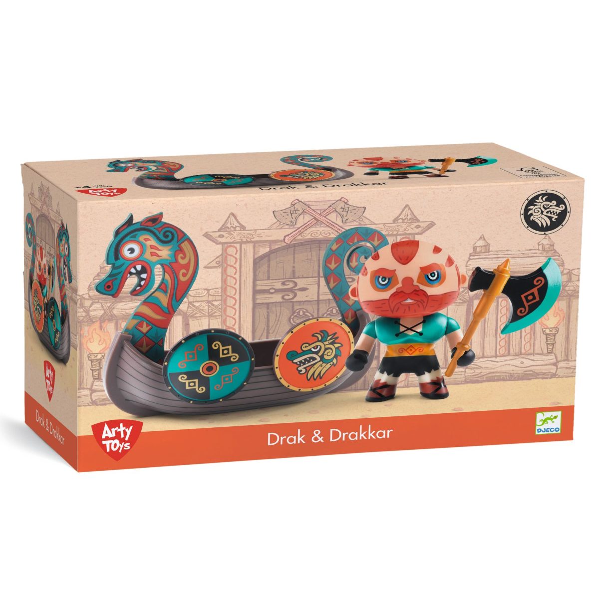 DJ06849-B3D-RVB Djeco: ARTY TOYS Figurka wikinga DRAK w smoczej łodzi - obrazek 2