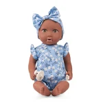 LullaBaby: Lalka NIEMOWLĘ ze smoczkiem, w ubranku w kwiatuszki i opasce