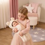 LullaBaby: Lalka NIEMOWLĘ z WŁOSAMI, z misiowym BECIKIEM - obrazek 2