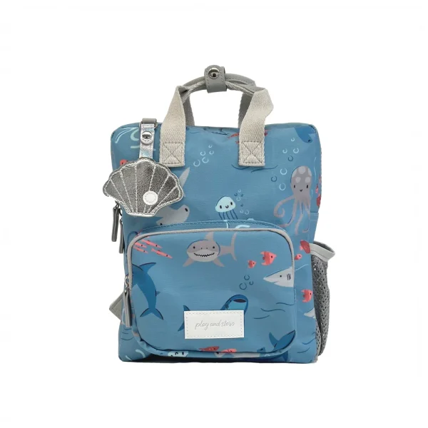 Play&Store: mini plecak z regulowanymi uchwytami Sharks Blue