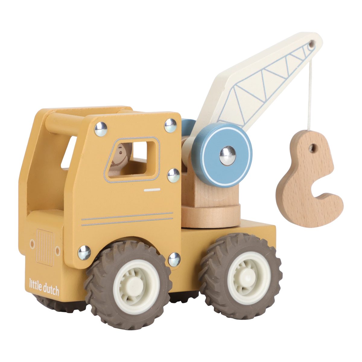 Little Dutch: drewniane autko ciężarówka z dźwigiem - obrazek 4