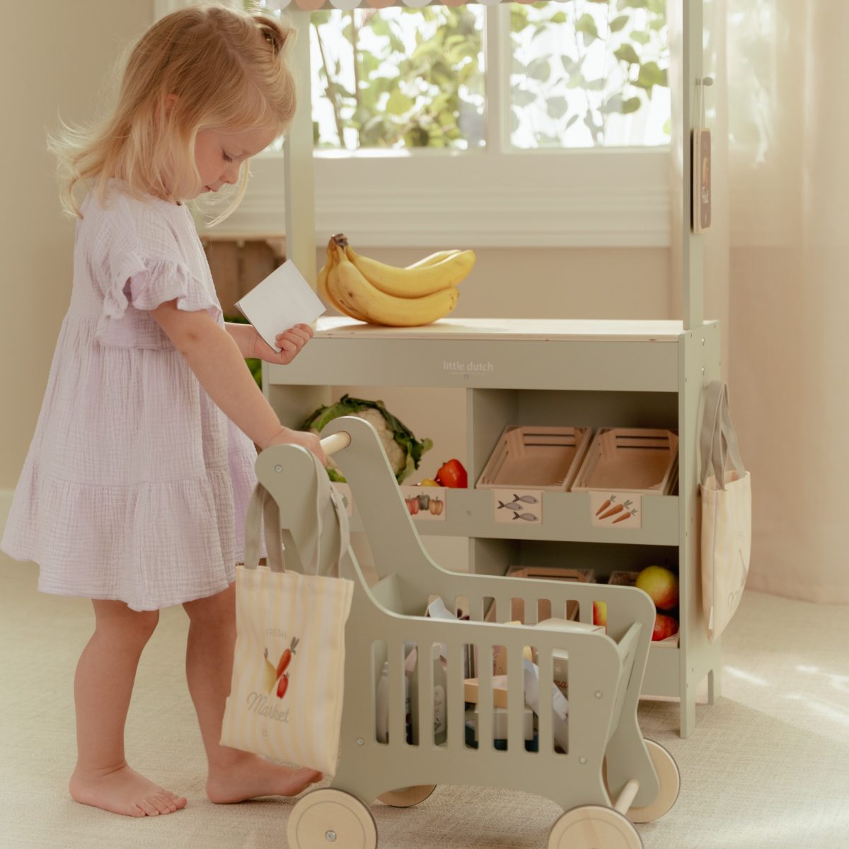Little Dutch: drewniany wózek na zakupy - obrazek 2