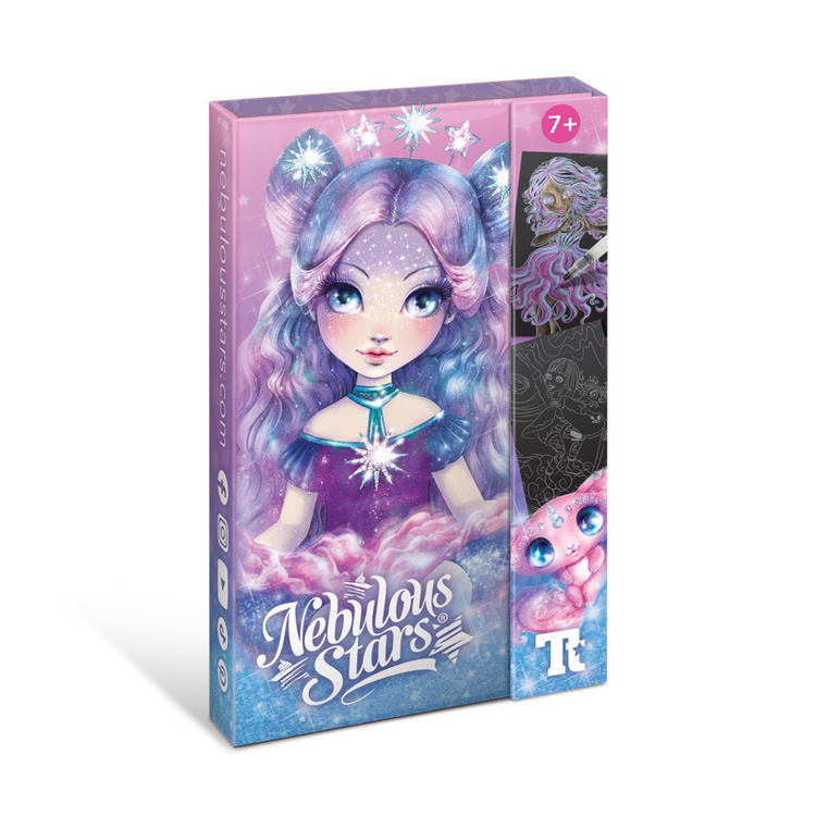 20717_2 Nebulous Stars: kolorowanka wodna z pisakiem, farbkami i czarnymi kartkami - obrazek 1