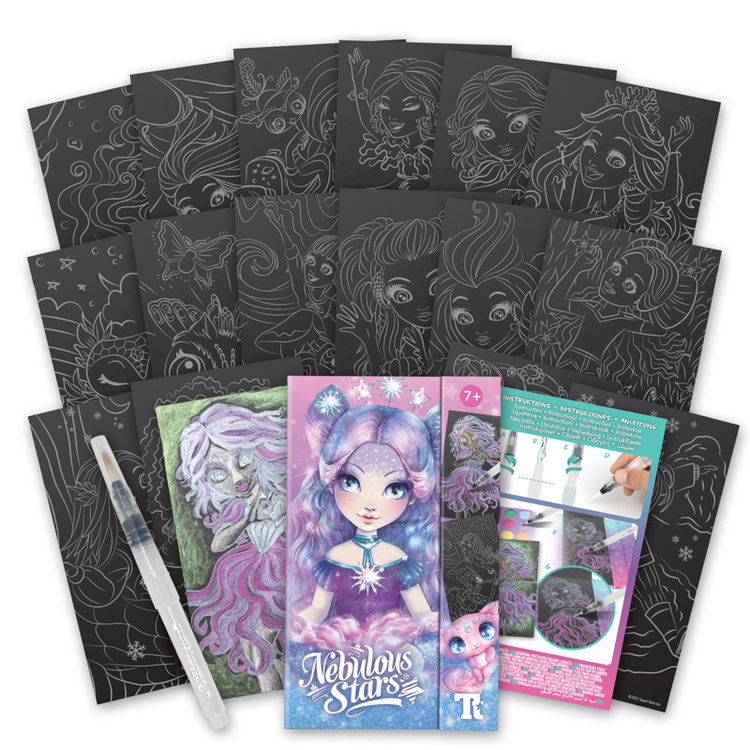 20717_7 Nebulous Stars: kolorowanka wodna z pisakiem, farbkami i czarnymi kartkami - obrazek 4