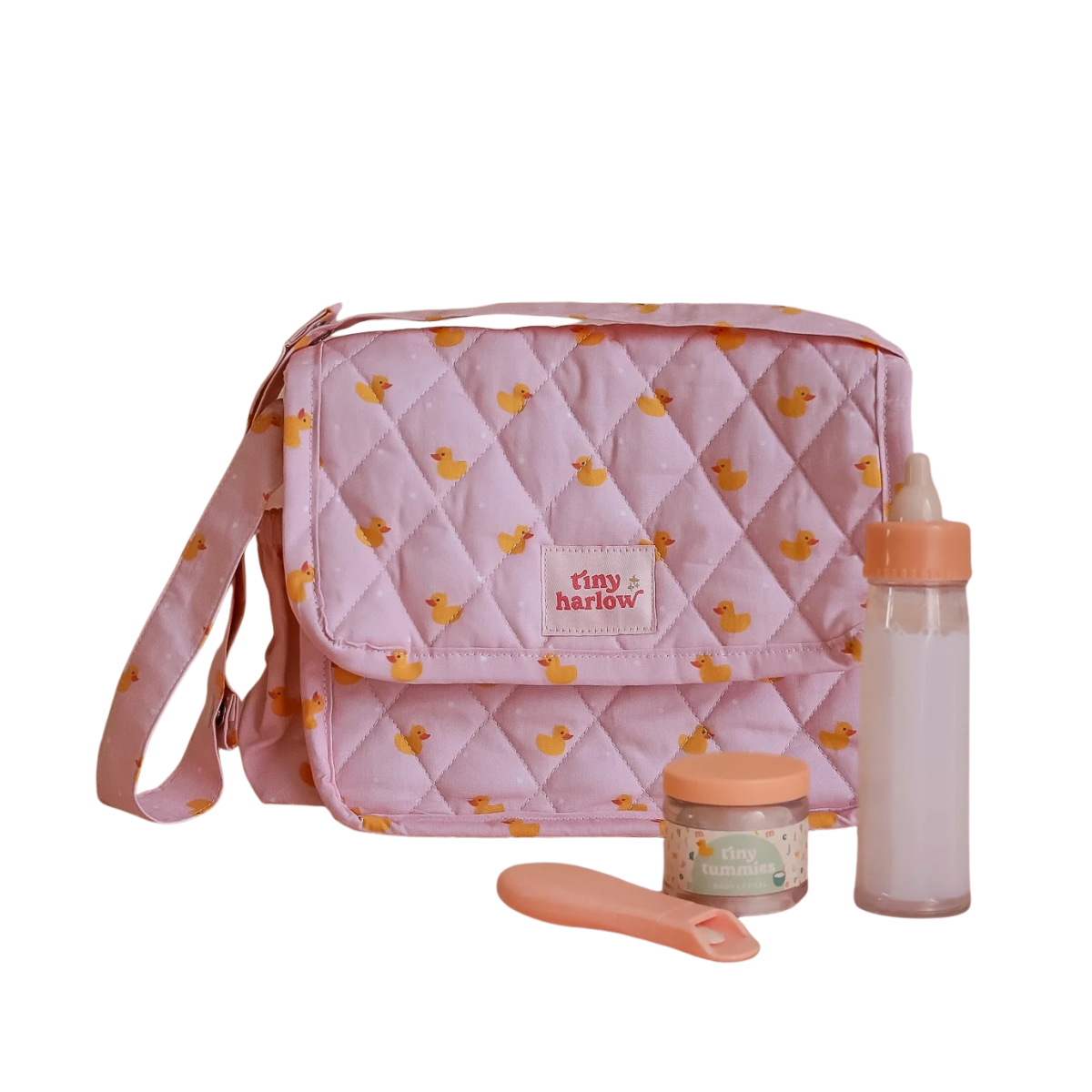 Tiny Harlow: torba z akcesoriami dla lalek Pink Ducky - obrazek 1