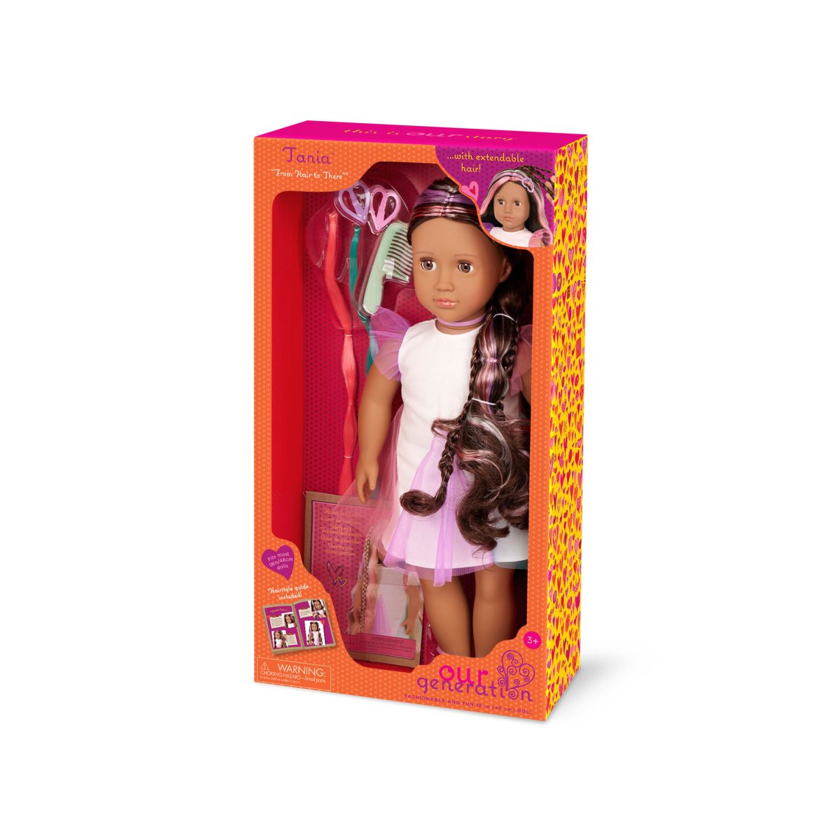 Our Generation: lalka TANIA 46cm – z regulowanymi włosami i kolorowymi pasemkami - obrazek 10