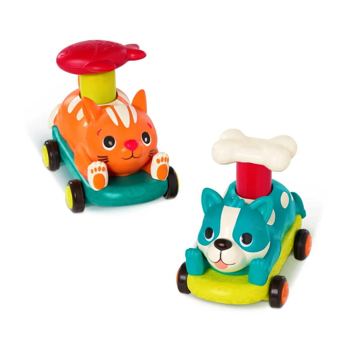 b.toys: zestaw autek PawMobiles – kot i pies z NAPĘDEM push&go - obrazek 1