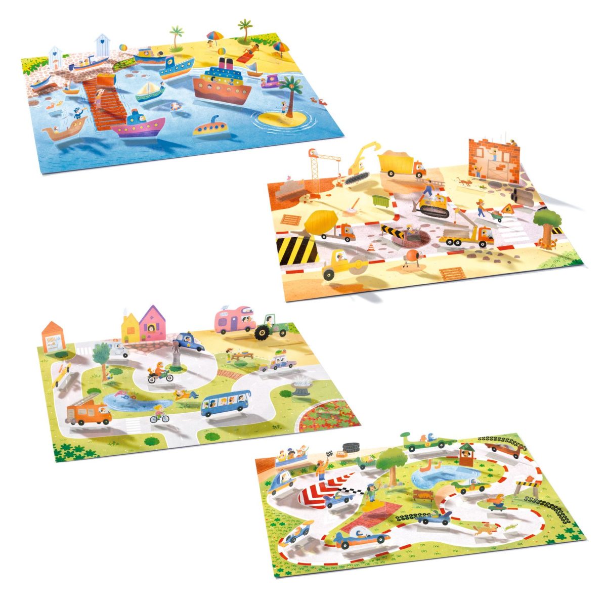 DJ00043-C-RVB Djeco: Naklejki wielokrotnego użytku 3D POJAZDY 3+ - obrazek 2