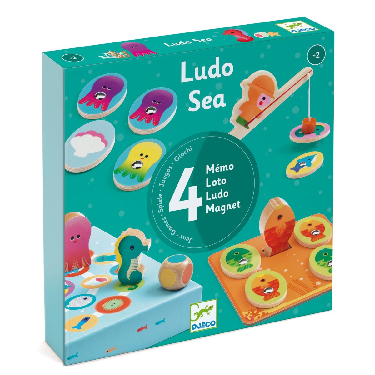 DJECO: Zestaw 4 gier - LUDO SEA - LOTTO - MEMO - WĘDKOWANIE 2+ - obrazek 1