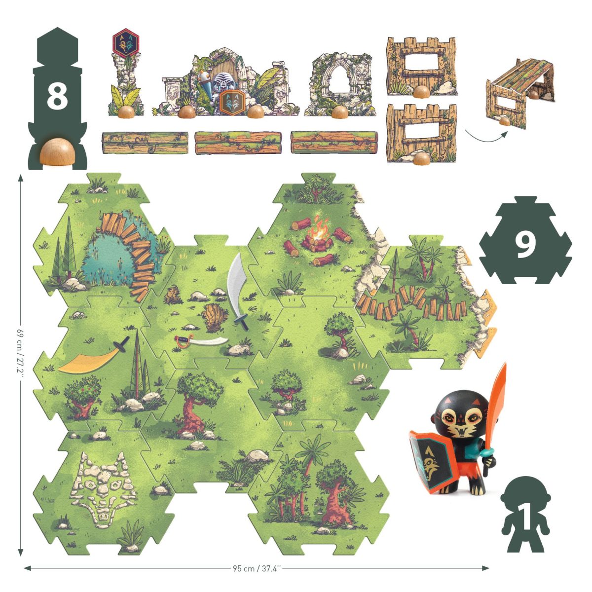 DJ06918-C2-RVB Djeco: ARTY TOYS SCENOGRAFIA Puzzle tekturowe FURIOUS + figurka 4+ - obrazek 5