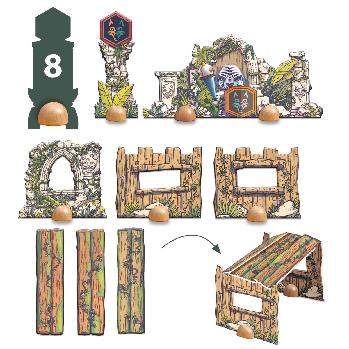 DJ06918-C3-RVB Djeco: ARTY TOYS SCENOGRAFIA Puzzle tekturowe FURIOUS + figurka 4+ - obrazek 4