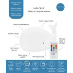 Rabbit & Friends: Wieloryb Lampka Silikonowa z Pilotem Biała - obrazek 6